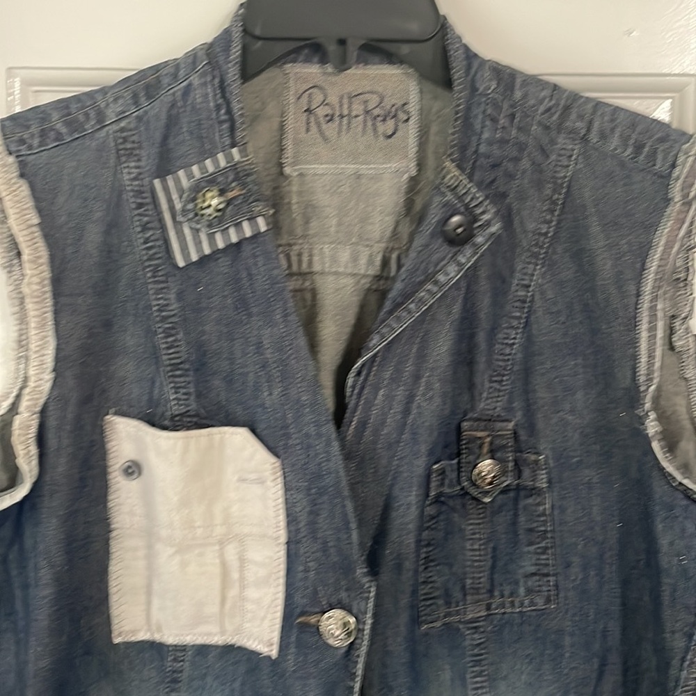 Patchwork Denim Vest with Button Accents - image 3